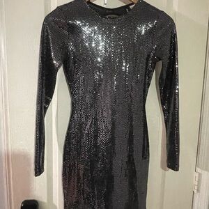 Divided Sparkling‎ Silver Long Sleeve Dress